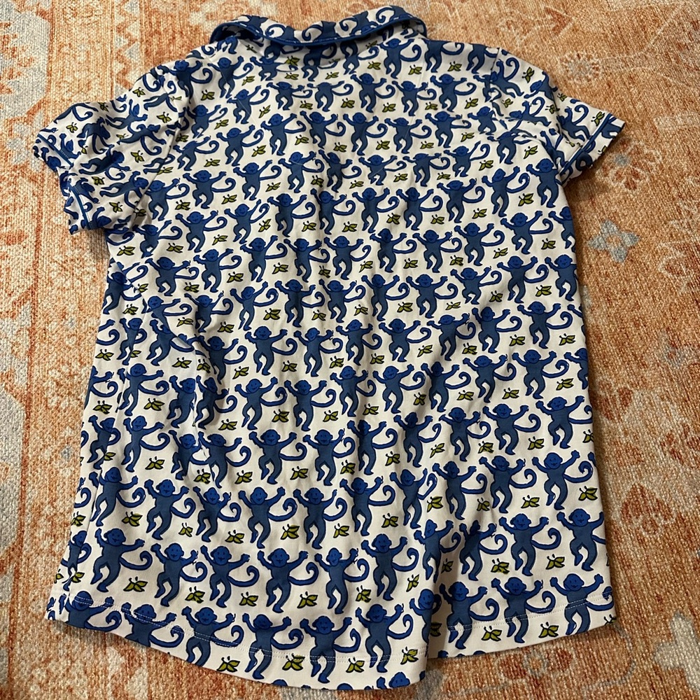 Roller rabbit the originals monkey polo pajama TOP only blue size large NWOT - Picture 3 of 7